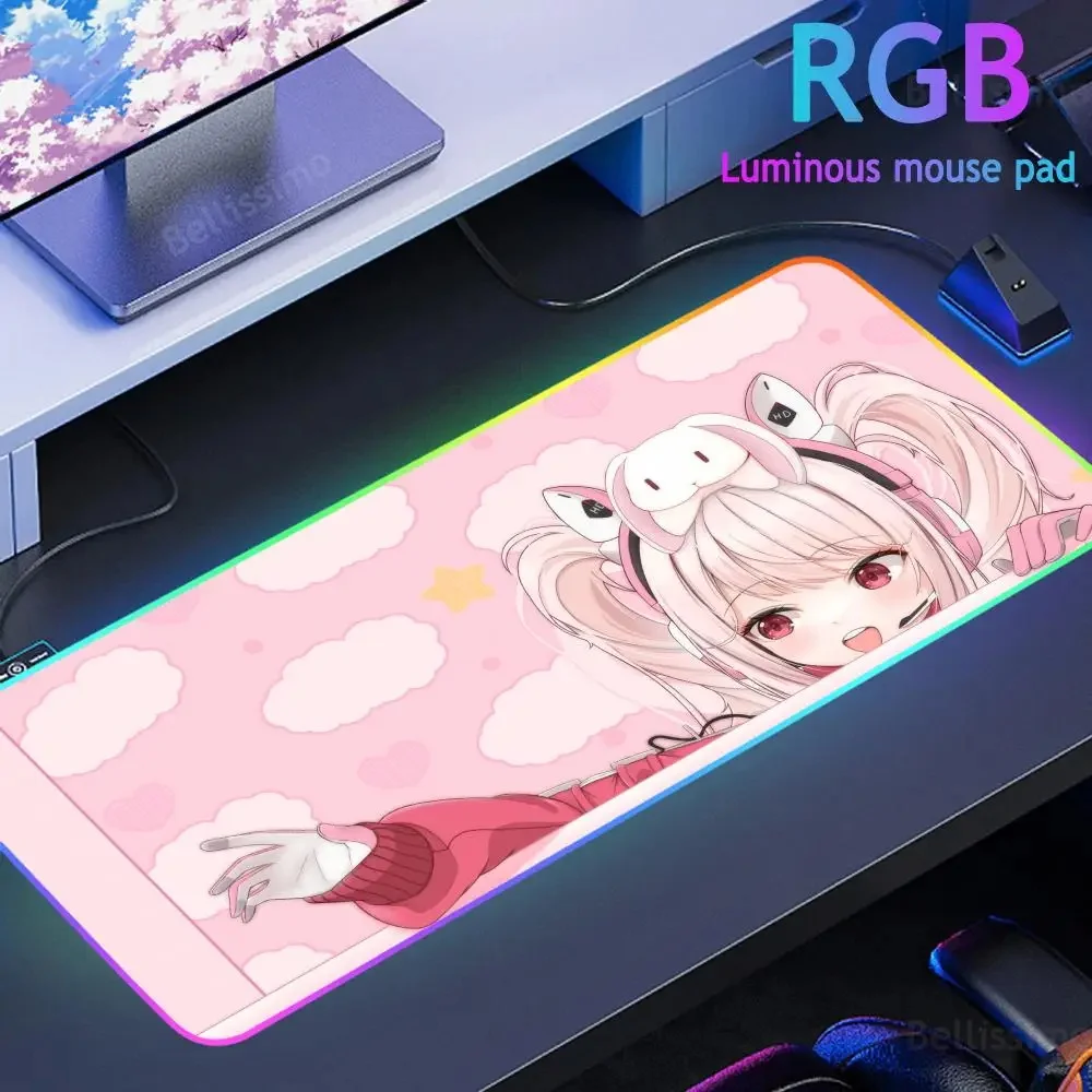 Fashion N_nikke the G_goddess of V_victory RGB Mouse Pad LED Large Gamer Mousepads Keyboard Mat Luminous Kawaii Cute Desk Mat