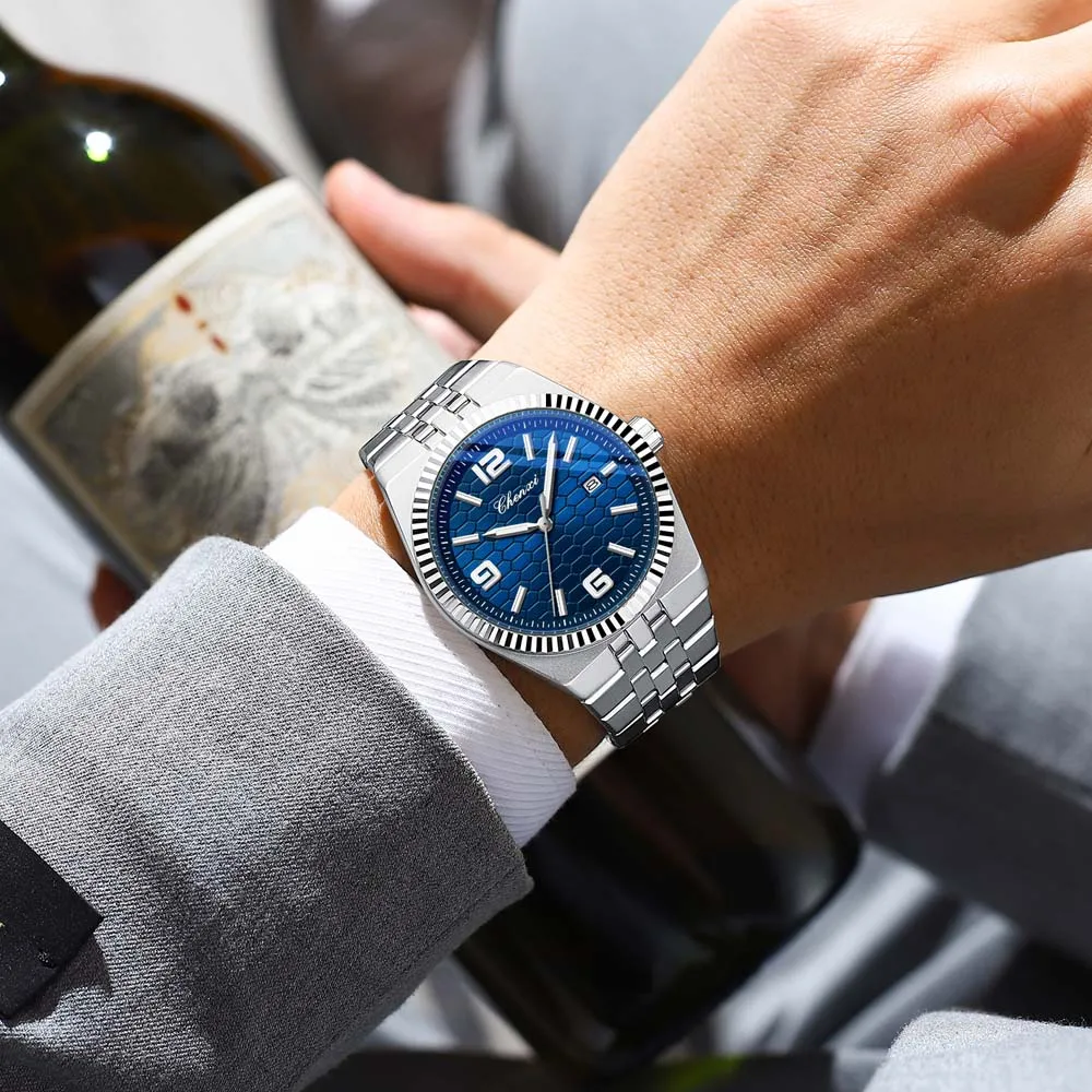 CHENXI الفاخرة زوجين كوارتز ساعة الفولاذ المقاوم للصدأ مقاوم للماء مضيئة تاريخ ساعة للرجل المرأة الساعات الذكور على مدار الساعة