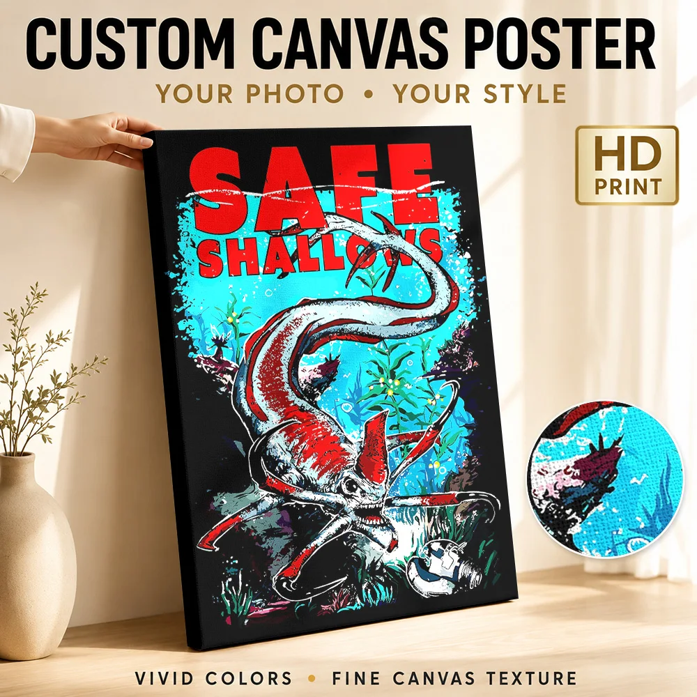Subnautica Reaper Leviathan Safe Shallows Canvas Posters Cyberpunk Style Wall Art With Customized Photo For Teen Room Ideal Gift
