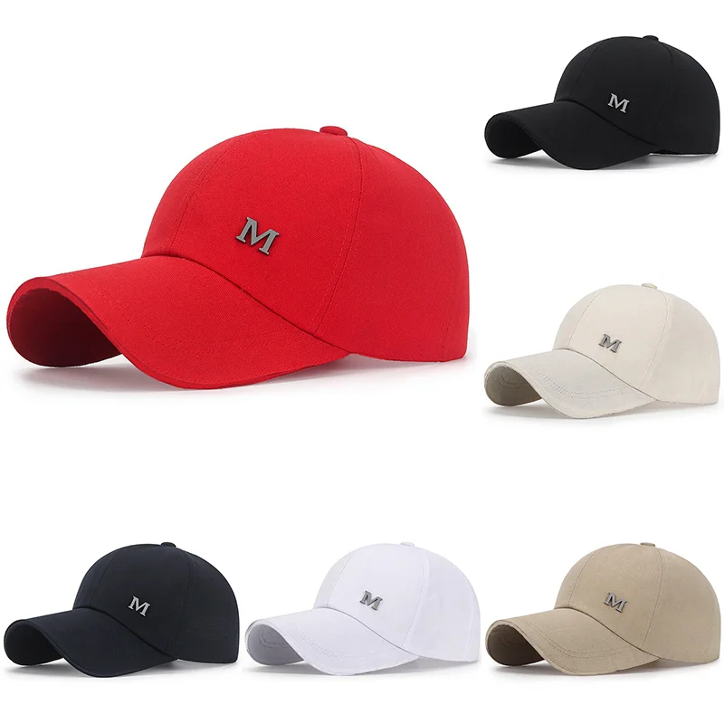 Men Women Baseball Cap Summer Cotton Hat Embroidery Snapback Hip-Hop Cap Adult Sport Sun Hat Casual Long Brim Sunscreen Golf Cap