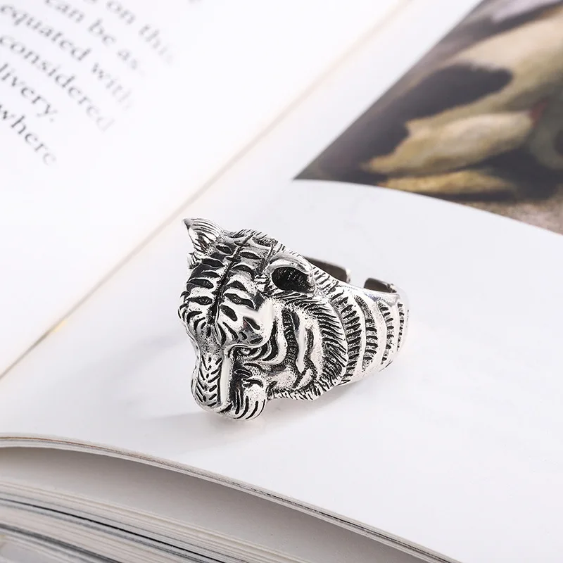 925 Sterling Silver Tiger Adjustable Rings For Women Engagement Female Jewelry Accessories  Jewellery