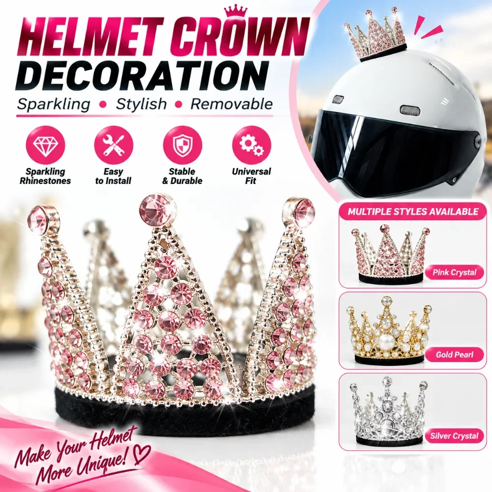 Motorcycle Helmet Crown Decoration Rhinestone Crystal Mini Crown Removable Helmet Ornament Accessories