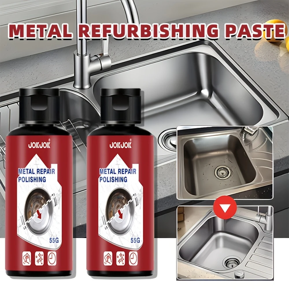 كريم ترميم معدني فاخر 55 جيجا عالمي للحمام والمطبخ من الفولاذ المقاوم للصدأ والكروم - سهل الاستخدام لتجديد المعادن