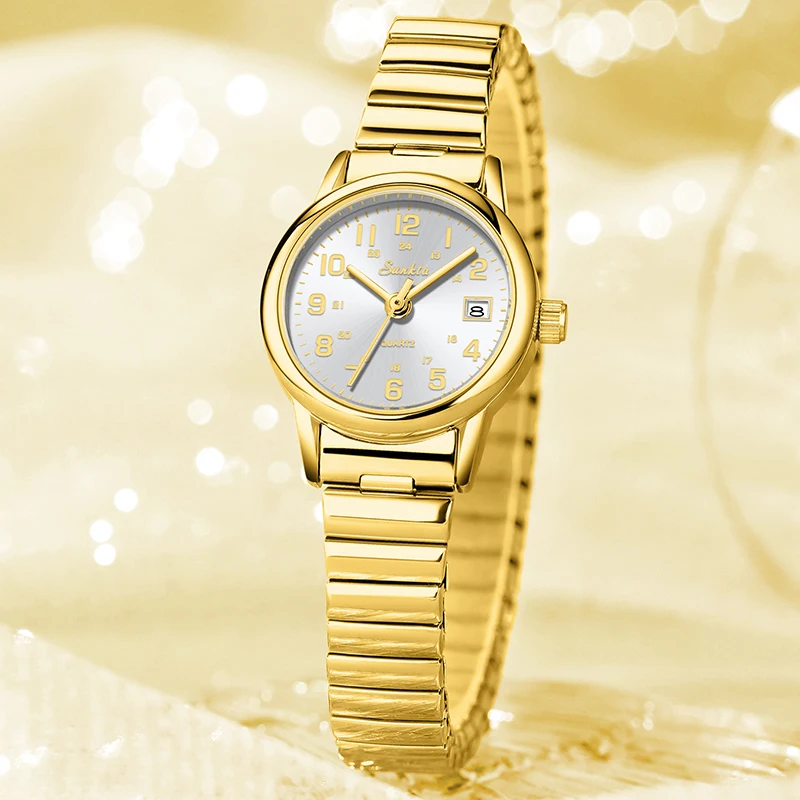 

LIGE 2026 новые элегантные женские часы SUNKTA модные роскошные кварцевые наручные часы 30 м водонепроницаемые стальные часы женский подарок Reloj Mujer