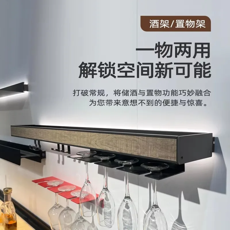 Storage Shelf Modern Wall Floating Aluminum Metal Shelf with Light Emitting Diode Light Kitchen Island Car