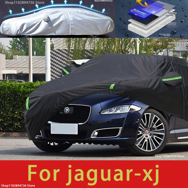 

For Jaguar XJ Fit Outdoor Protection Full Car Covers Snow Cover Sunshade Waterproof Dustproof Exterior black car cover