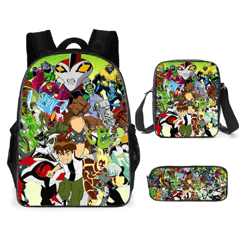 Ben Bag 10 Cartoon Anime Schul rucksack Teenager dreiteiligen Rucksack Polyester verschleiß feste Kinder Schüler Schult asche Mochila