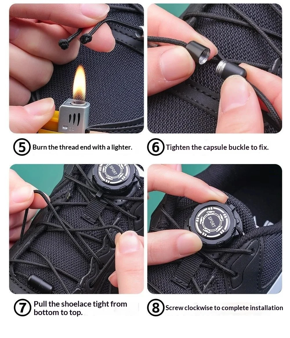 Outdoor-Sportschuh-Schnürsenkel, einfache Installation, Schnürsenkel mit Drehverschluss, Sneaker, dickes Seil, automatischer Schnürsenkel, Schuhzubehör – Detail 6