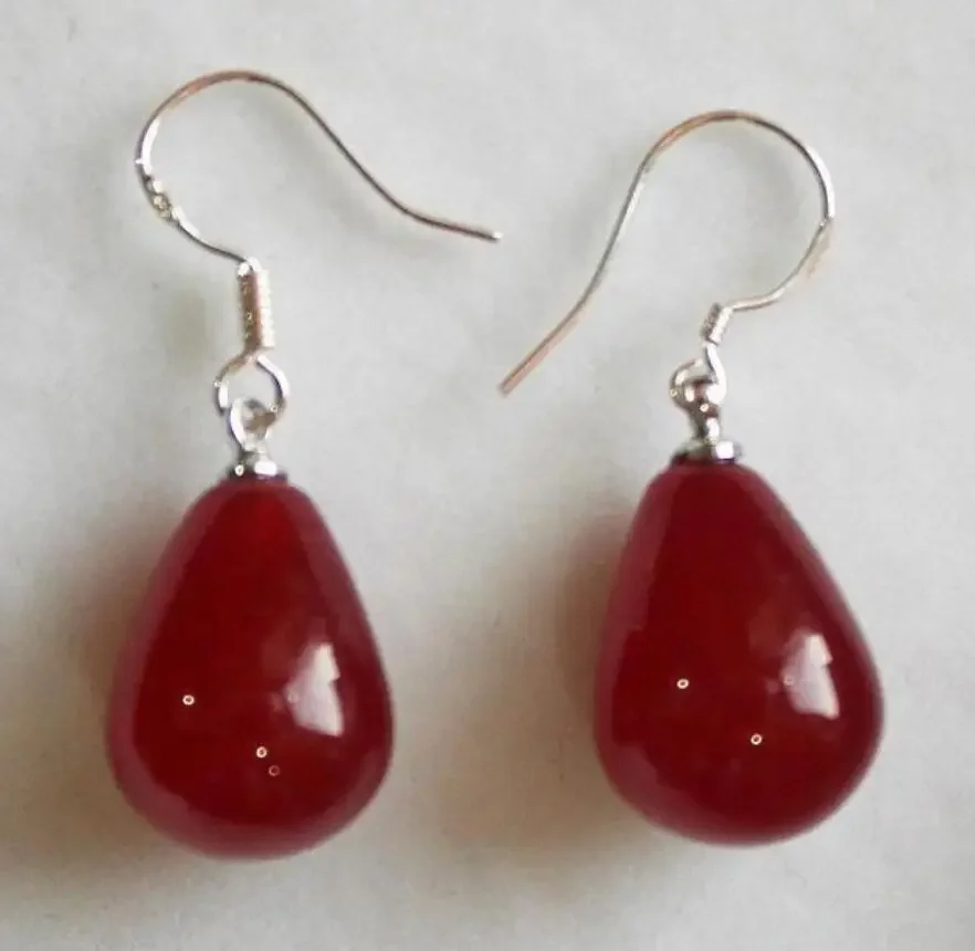 

water drop 12*16mm beautiful red jades stud earring