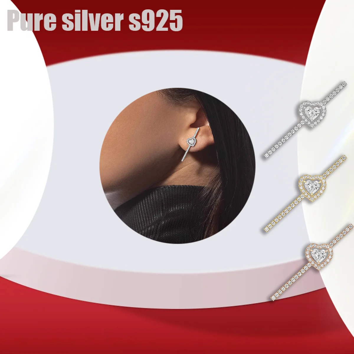 

Серьги из чистого серебра s925 Элегантные, универсальные, модные, уникальные дизайнерские аксессуары в форме сердца