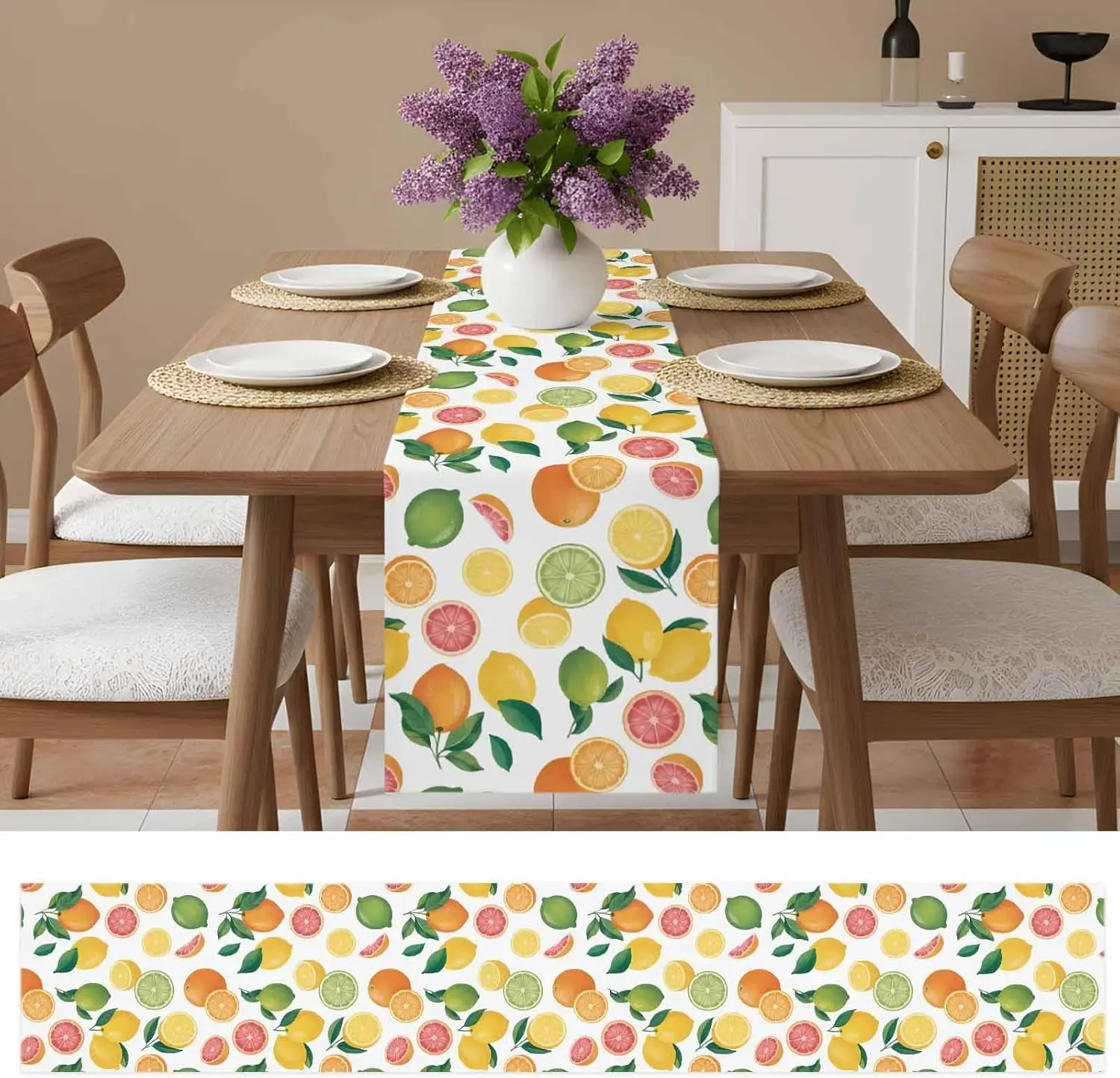 Summer Lemon Orange Grapefruit Linen Table Runner Home Decor Farmhouse Washable Kitchen Dining Table Runners Wedding Party Decor