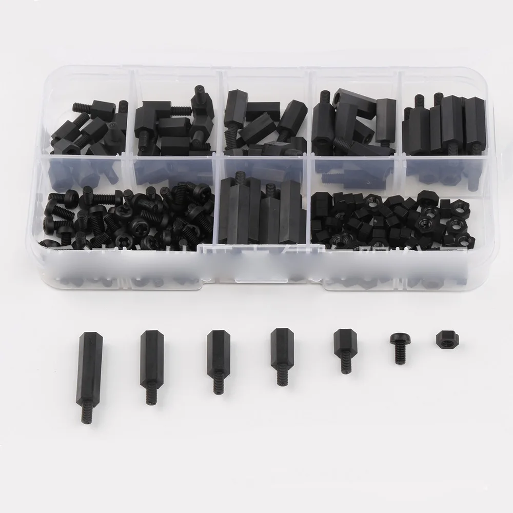 

180Pcs M3 Hex Nylon Standoff Spacer Column Flat Head Nylon Plastic Spacing Screws Nuts