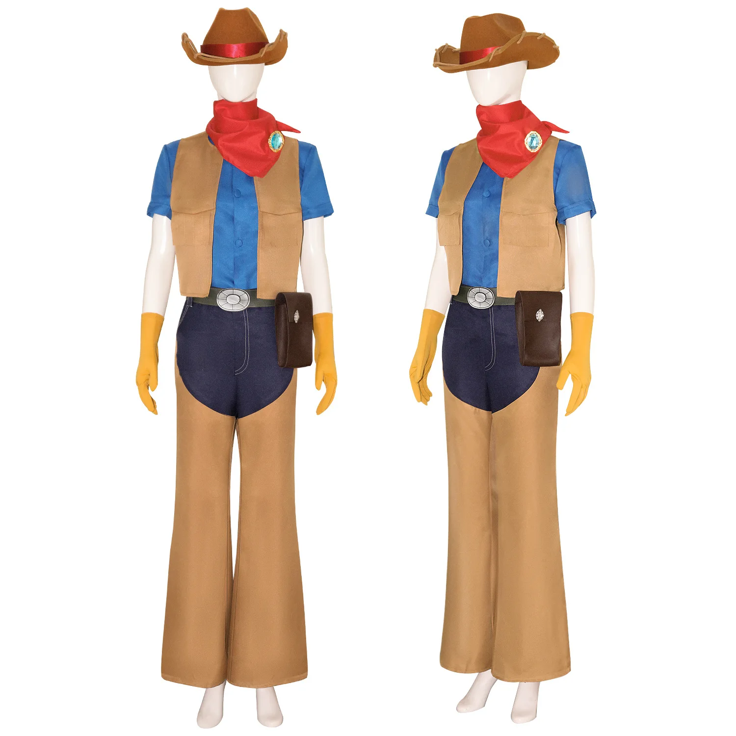 

Cowboy Peach Cosplay Costume Game Peach Princess Performance Time Halloween Adult Set