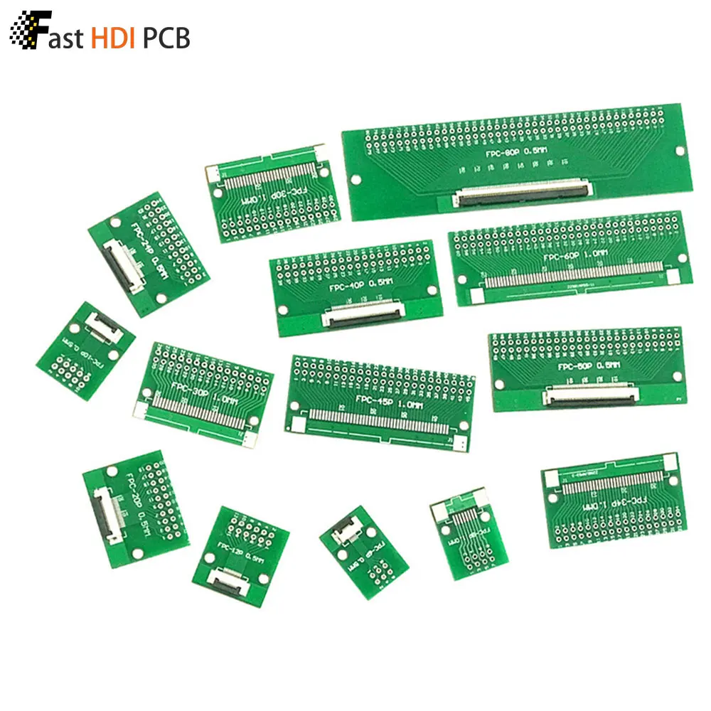 FFC/FPC 6-80P to 2.54mm DIP Adapter Board 0.5mm Pitch Flexible Flat Cable Breakout PCB Soldered FR4 Double-Sided Converter Modul