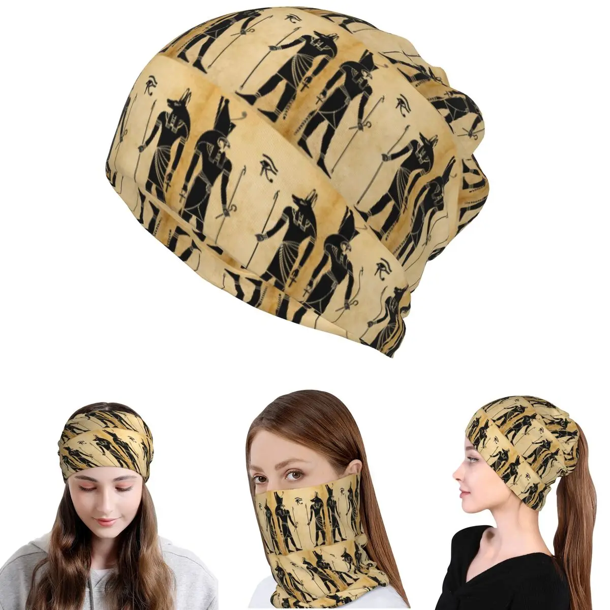 Ancient Egypt God Horus And Anubis Egyptian Pharaoh Bandana Neck Gaiter Wrap Scarf Balaclava Beanies Hat Unisex Adult Breathable