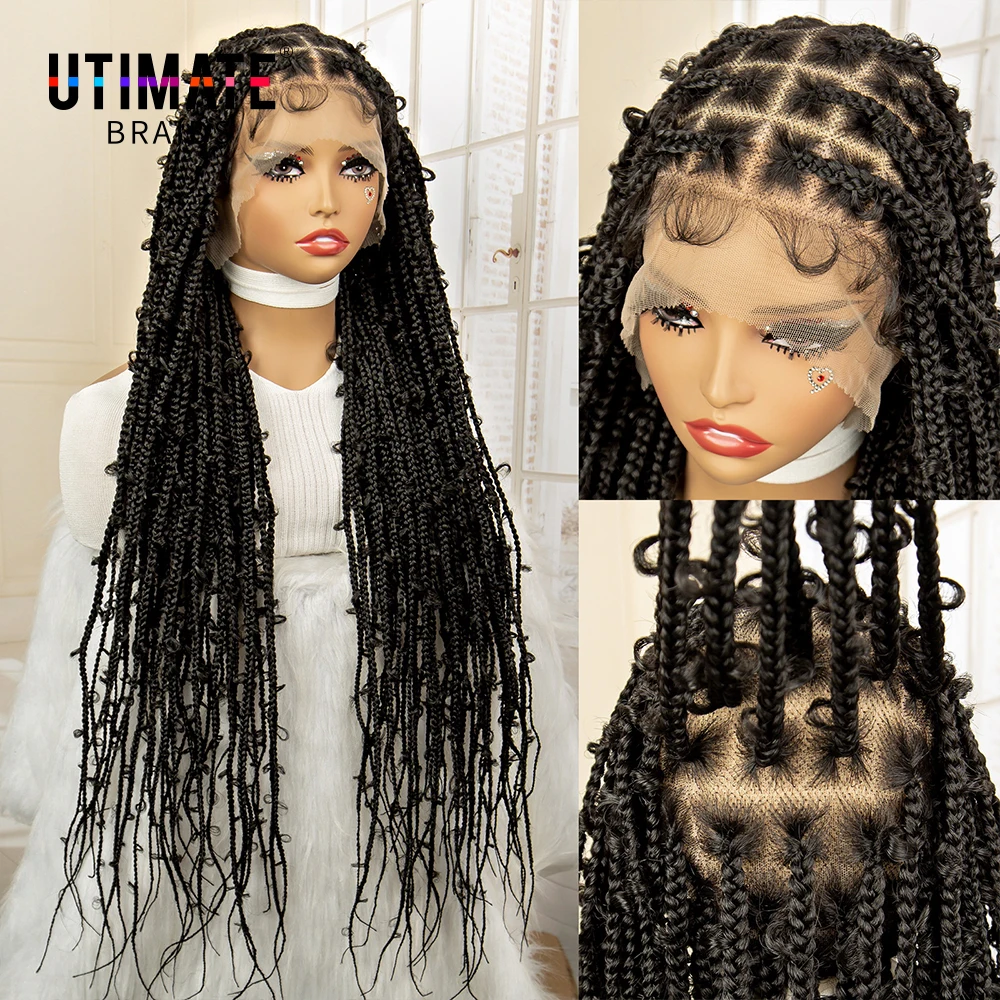 Synthetic Full Lace Box Crochrt Braided Wigs Knotless Box Braids Butterfly Loc African Braiding Hair Crochet Locs Wigs 36 Inch