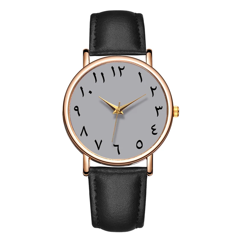 Fashion Women\'s Quartz Watch Number Brief  Appearance Comfortable Band Wristwatch Leather Waterproof Watch