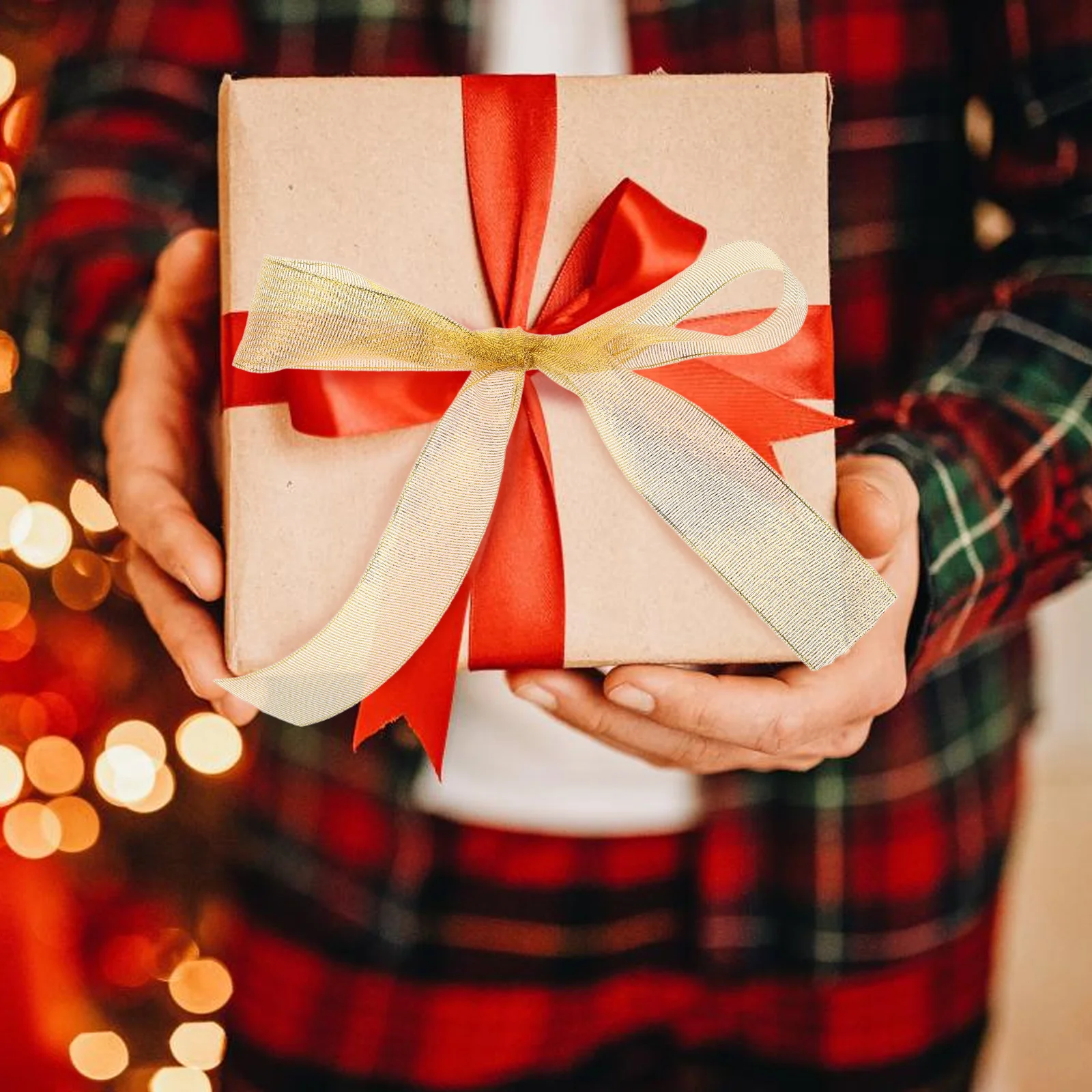 

2 Rolls Sparkling Glitter Ribbon Metallic Fabric Roll for Holiday Wedding Birthday Party DIY Decorative Crafts Bow Making