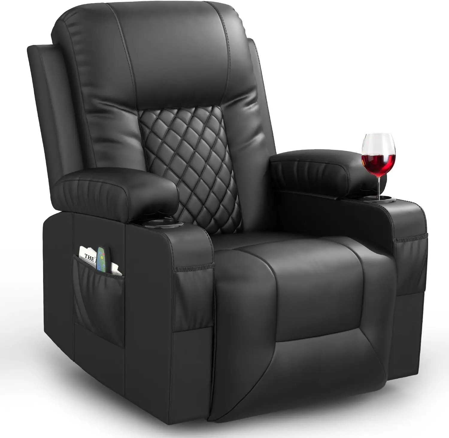 Recliner Chairs for Adults, Massage Rocker with Heated Modern Ergonomic Lounge 360 Degree Swivel Single Sofa Seat Living Room