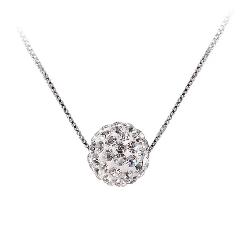 S925 Sterling Silver Diamond Zirconia 10mm Ball Pendant Necklace Box Chain Wedding Luxury Jewelry Free Shipping Offer