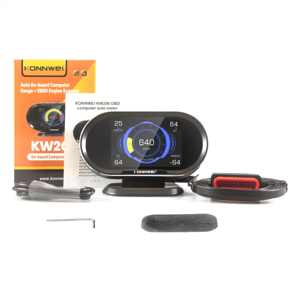 KW206 3.5in TFT Screen Digital Speedometer HD Head-Up Display + Automotive Diagnostic Tool Inst OBD2