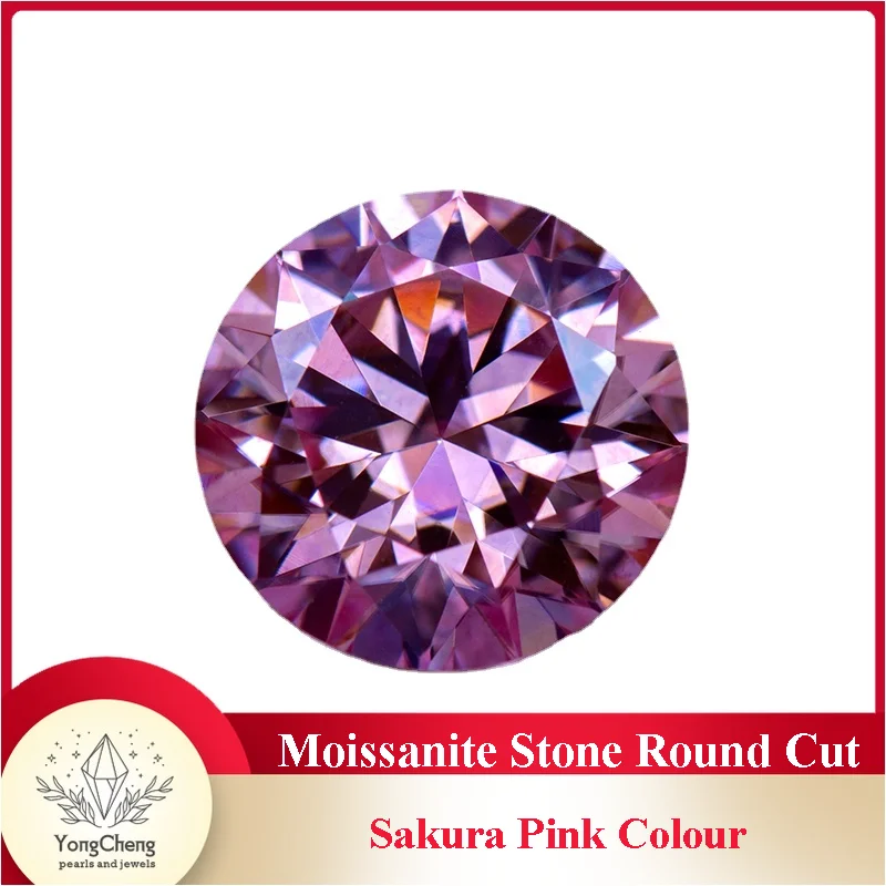 

Moissanite Stone Round Cut Sakura Pink Colour Lab Created Synthetic Gemstone Passed Diamond Tester Comes with GRA Certificate