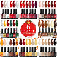 QAZIXU 6Pcs/Set Nail Gel Polish Popular Color DIY Nail Art Design Soak Off UV LED Gel Manicure Vernis Kits For Home Salon