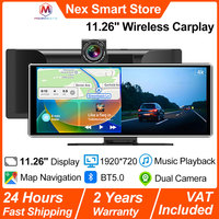 New Universal 11.26'' Carplay, 4K DVR Wireless Carplay, Touch Screen,1920*720 HD Display Map Navigation,Dual Camera Car Player