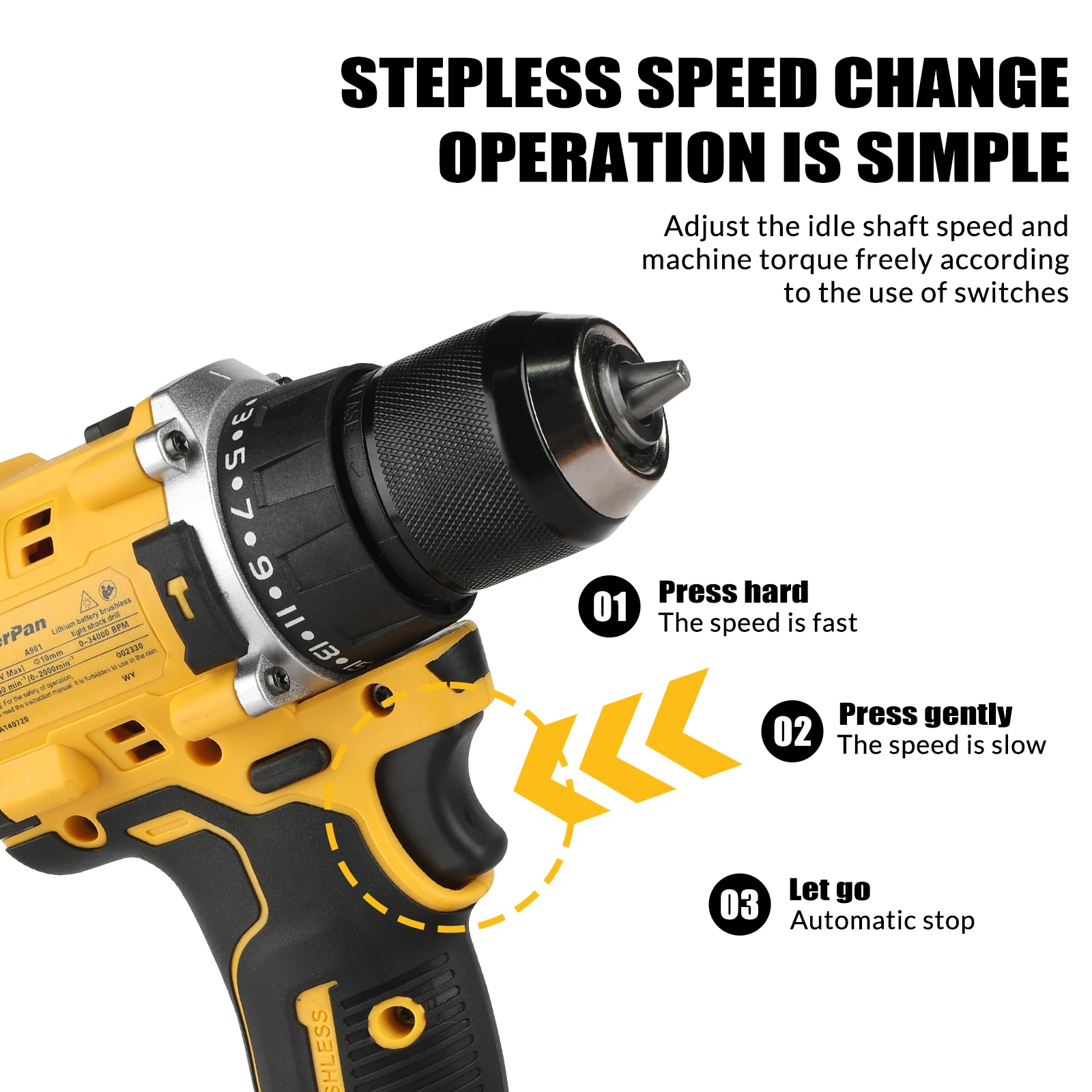 

20V Rechargeable Brushless Drill DCD805 Cordless Lithium Battery Electric Screwdriver Impact Tool for dewalt 20V battery pin