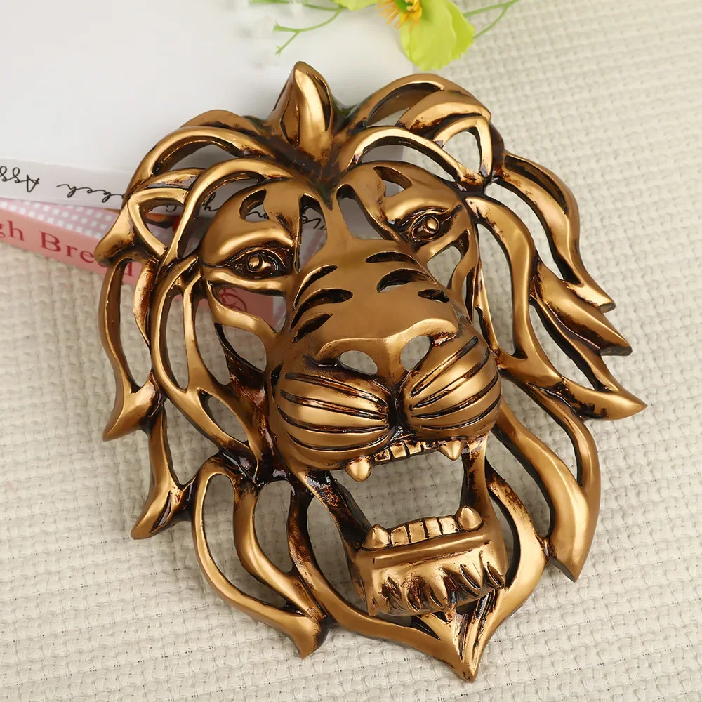 Wall Hanging Decoration New Golden Lion Head Ornament Outdoor Entrance Door Wall Hanging Decoration Large Porch Resin Handicraft