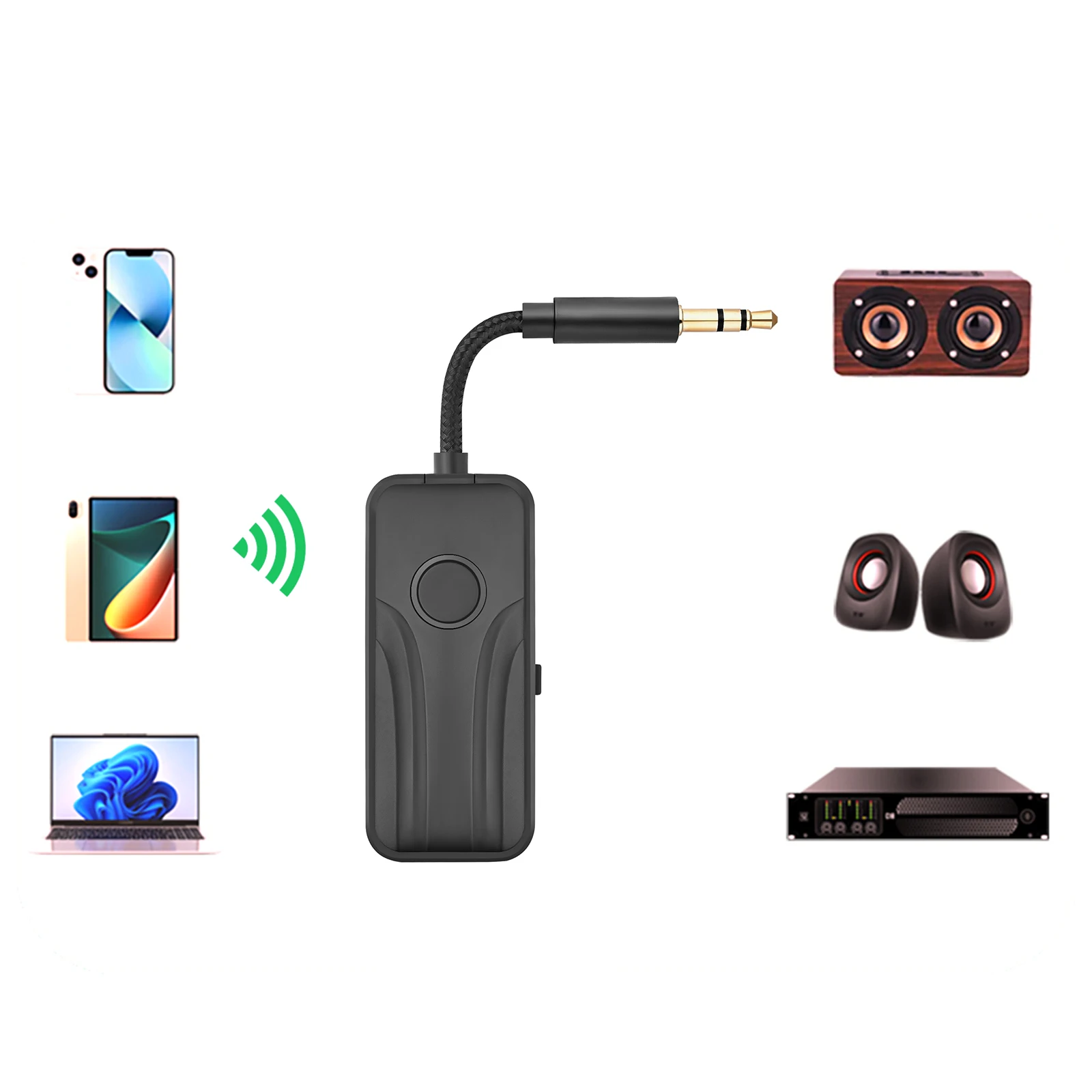 BT6.0 Car Audio Converter 2 In 1 3.5mm Aux Audio Adapter Built-in Microphone​ Transceiver Adapters For Flight TV Car Treadmill
