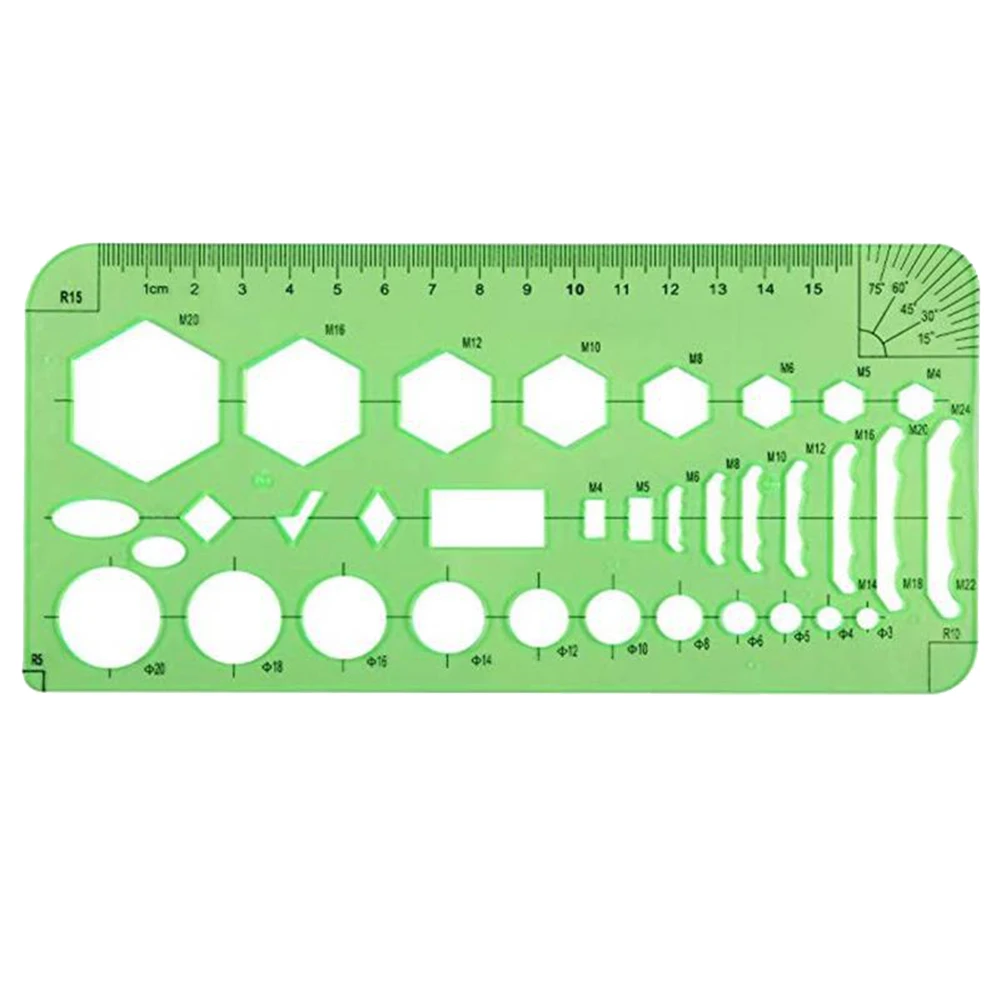 VO-6 Pcs Measuring Roller School Practical Measuring Multifunction Math Stencils Set