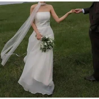 Robes de mariée simples, Sexy, sans bretelles, dos nu, robe ...