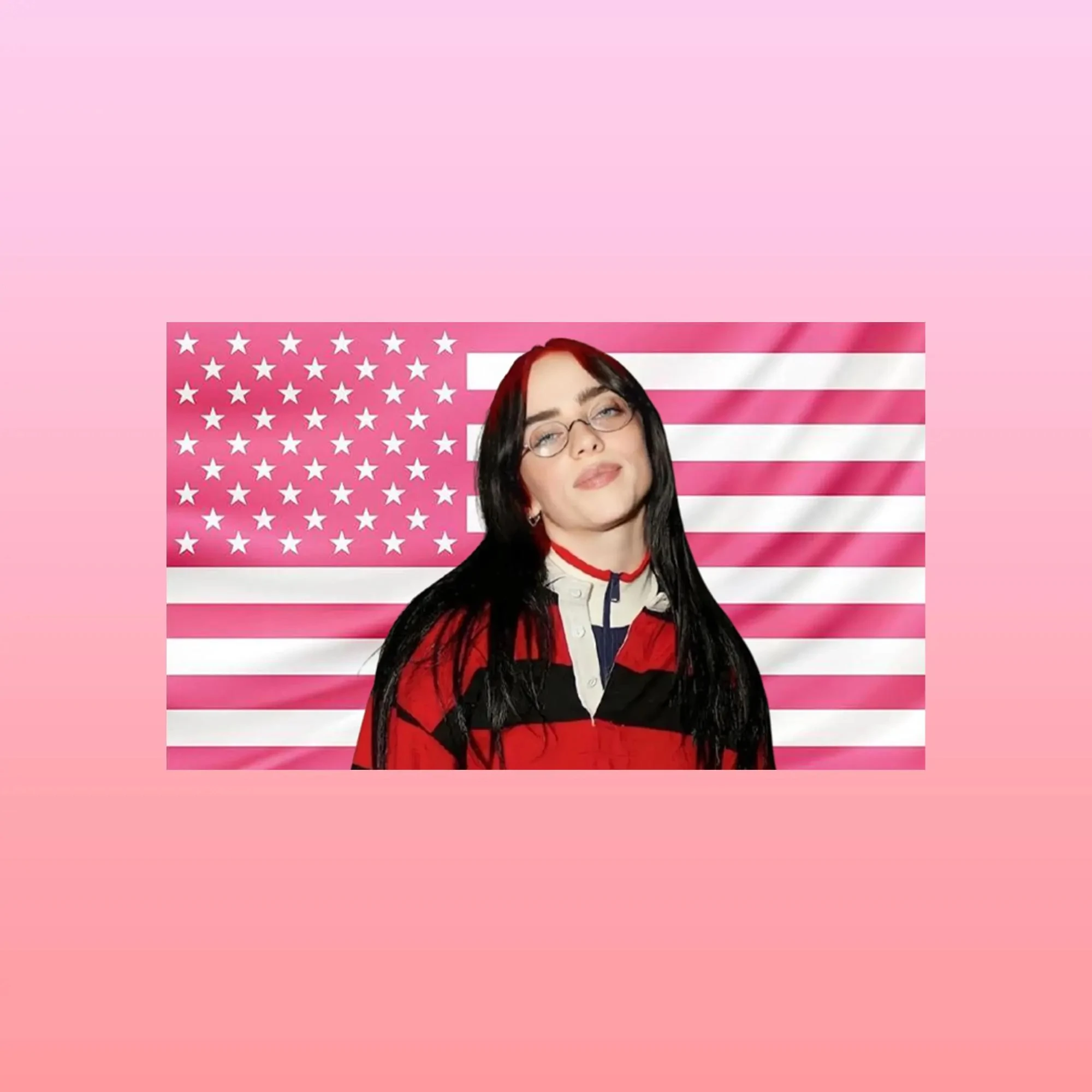 1PC Pink American Flag Billie Eilish Tapestry, Pop Singer Wall Art for Aesthetic Bedroom, Dorm & Music Fans Gift