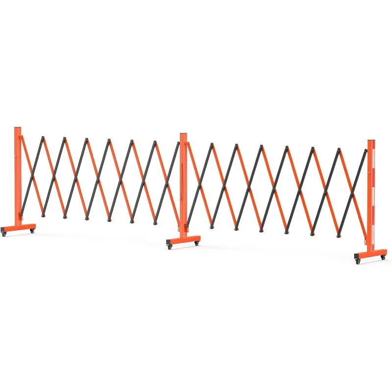 

Expandable Driveway Gate for Outdoor Fence with Reflective Sticker, 16FT Wide Portable Folding Barricade Gate with 360°Casters,