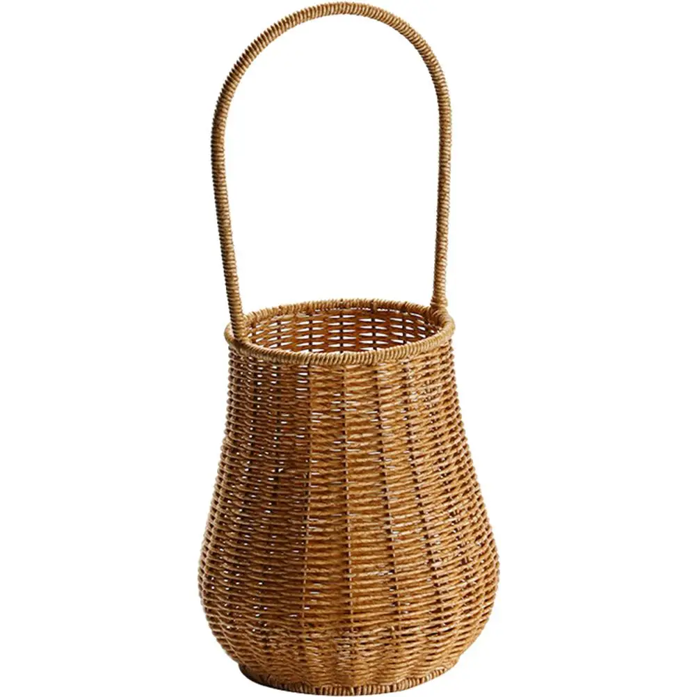 

Imitation Rattan Flower Basket Iron PP Material Decorative Home Living Room Bedroom Woven Handmade Storage Baskets Small