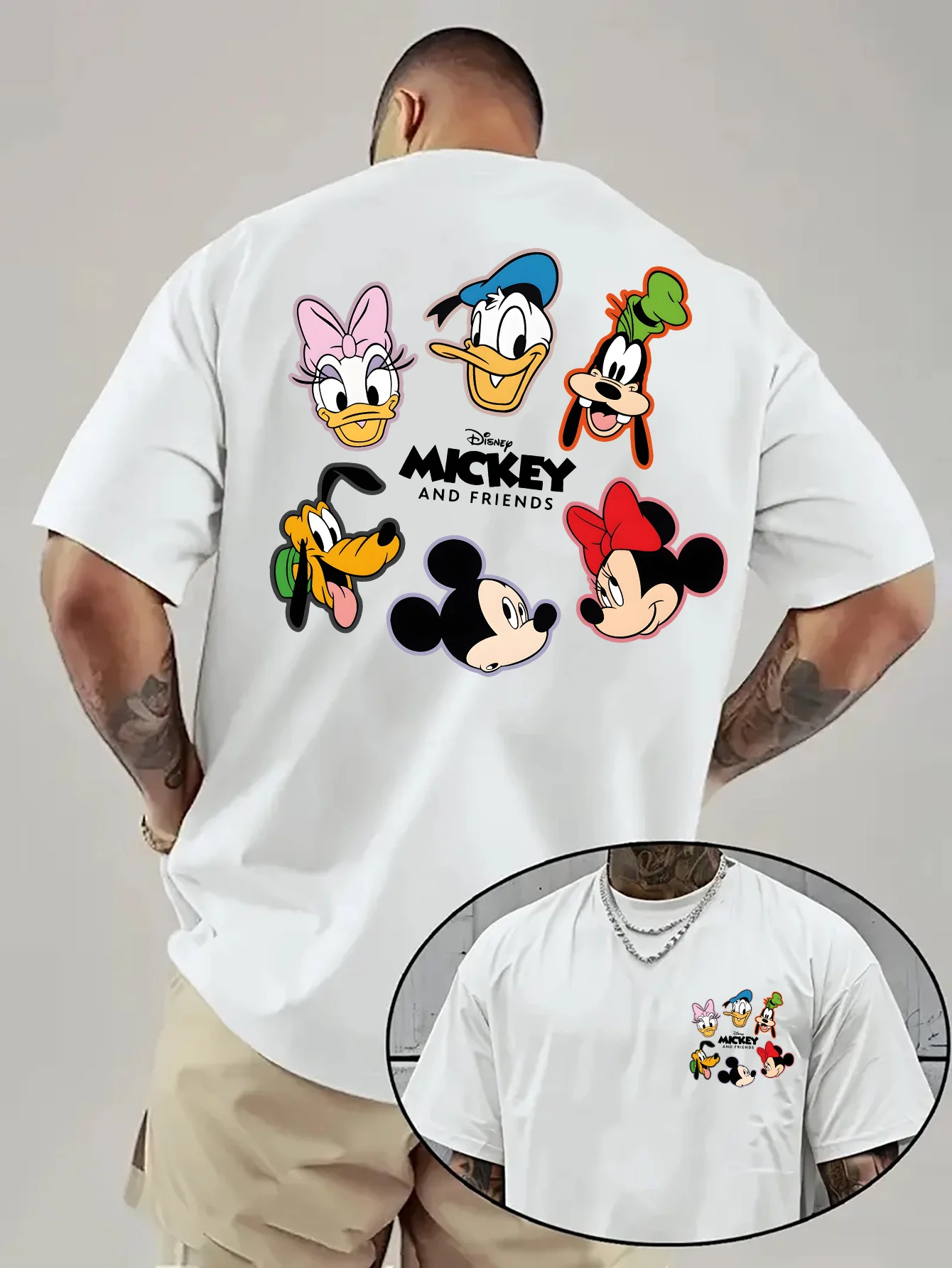 

Мужская футболка с рисунком Диснея, Микки Мауса и его друзей, одежда для повседневного отдыха и тематических мероприятий, хлопковая футболка унисекс с короткими рукавами для детей