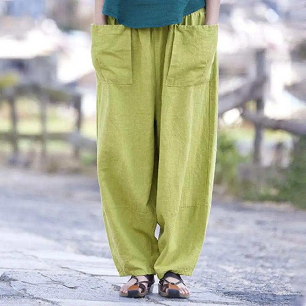 

Loose Fit Women Pants Relaxed Fit Women Trousers Stylish Women's Harem Pants with Pockets Wide Leg Casual Trousers for Everyday