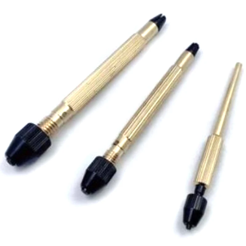 3Pcs Copper Professional Watch Clock Jewelry Repair Tool Pin Vise Chuck File Bur Drill Bit Wire Holder