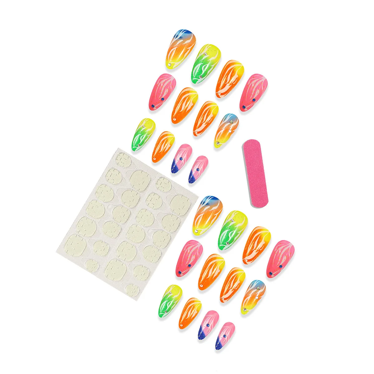 Press on Nails Long Stiletto False Nails Green Fake Nails Glitter Glue on Nails with Snake and Rhinestones Designs Almond Nails