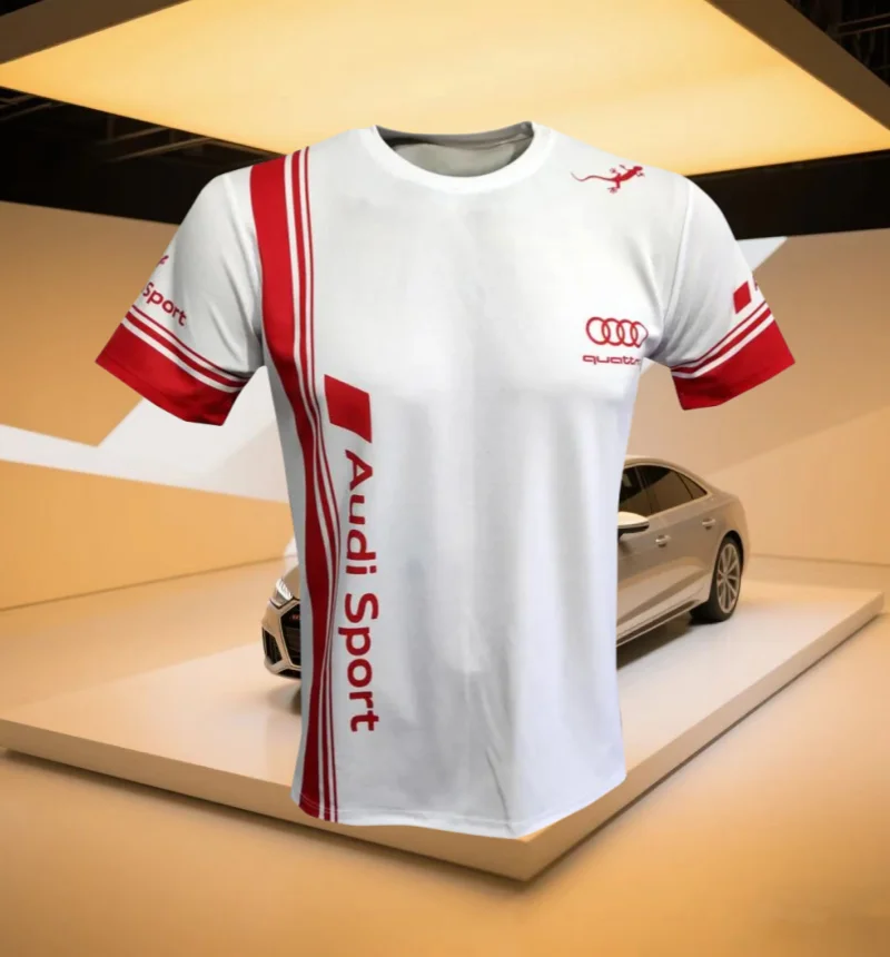 

Audi's New Summer 3D Printed Short Sleeved T-shirt for Outdoor Sports, Quick Drying, Breathable, Cool Polyester Thin T-shirt