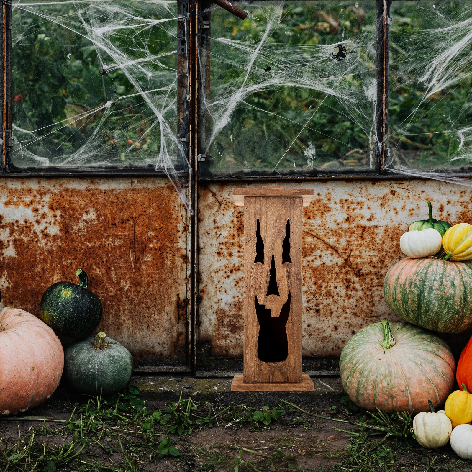 

Wooden Courtyard Decorations Ghost Statue Figurine Ornaments Halloween Cute Adornment