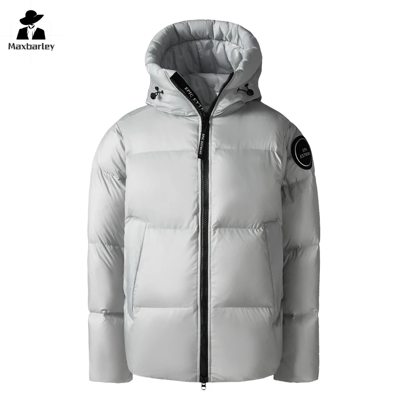 Winter Short Down Jacket Men's Casual Lightweight Thick White Duck Down Coat Couple's Outdoor Snow Waterproof Hooded Down Jacket