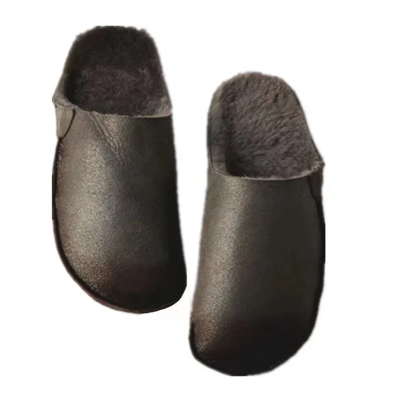 Winter Retro Retro Fur Integrated Warm Women\'s Shoes Slippers Leather Sheepskin Women\'s Slippers Cold Proof High Quality