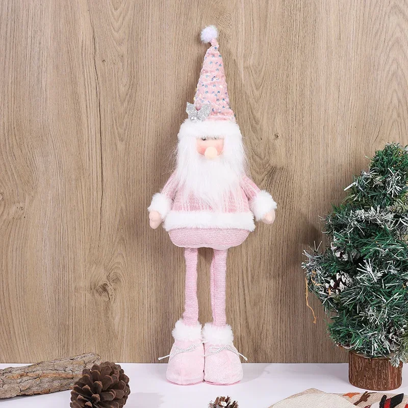 Telescopic Christmas Doll Pink Lond Leg Santa Snowman Reindeer Merry Christmas Decorations For Home New Year Gifts