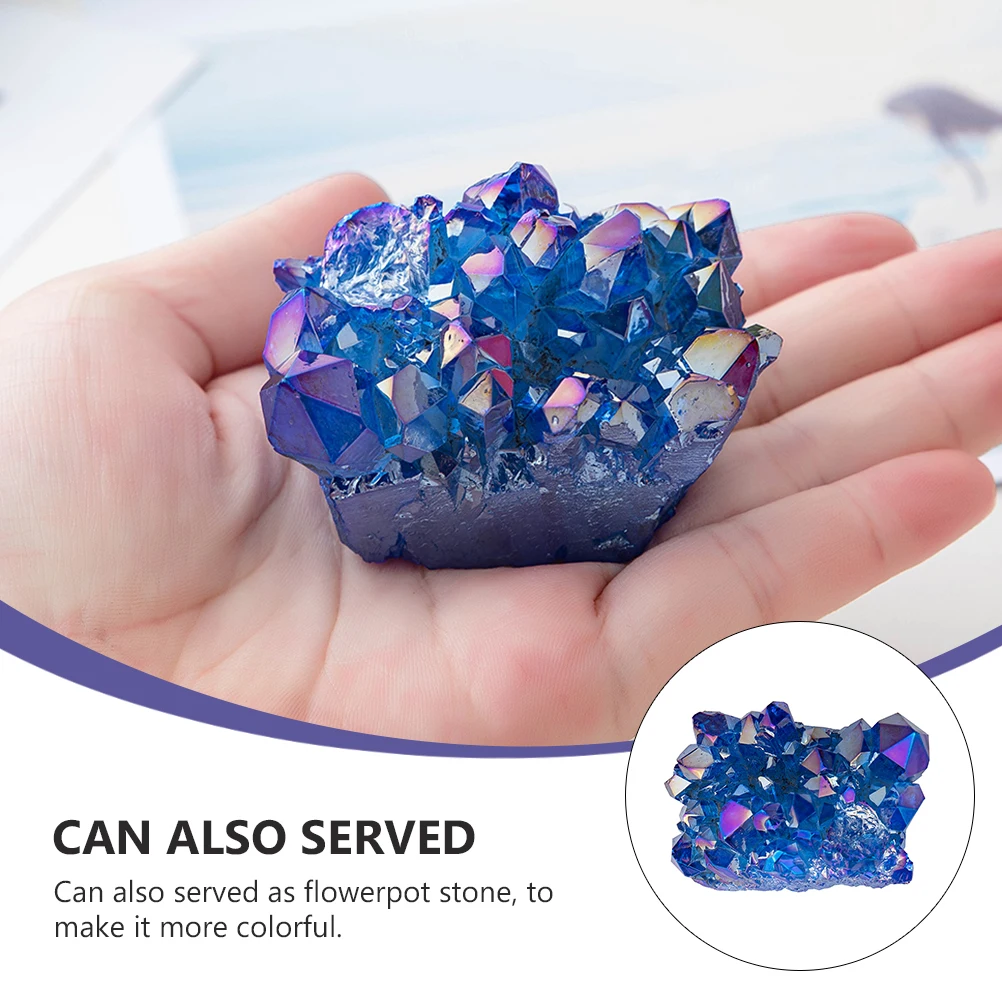 

Blue Crystal Cluster Natural Stones for Fish Tank Aquarium Decor Gardening Desktop nament DIY Gifts Safe Durable