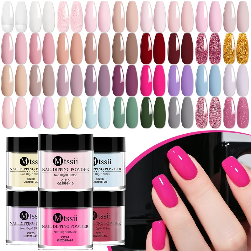 Poudre à tremper acrylique pour ongles, 10g, pas besoin de lampe, traitement naturel sec, longue durée, paillettes, manucure, décoration Nail Art