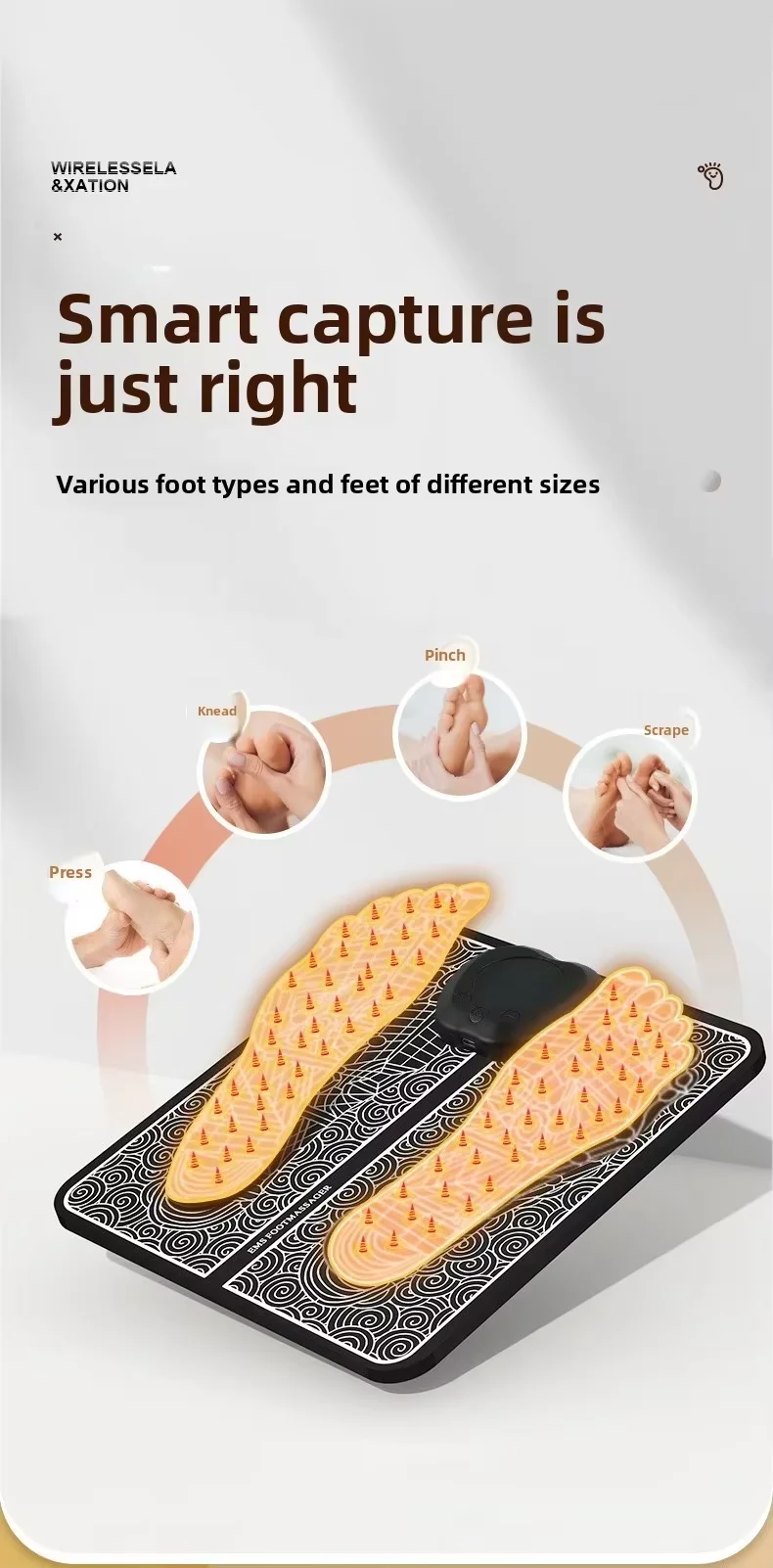 مدلك قدم كهربائي قابل للطي محمول سريع USB شحن EMS مدلك تحسين الدورة الدموية تخفيف قرحة القدمين الساق الاسترخاء