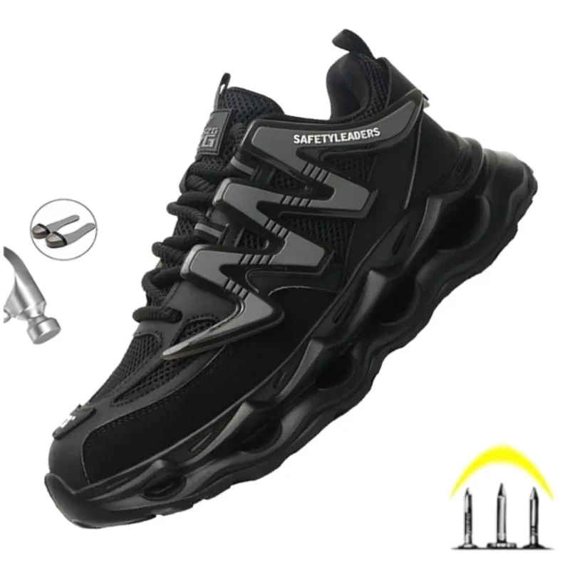 New 2024 Fashion Lightweight Men's Work Safety Shoes Steel Toe Cap Indestructible Male Sneakers Anti Puncture Construction Boots