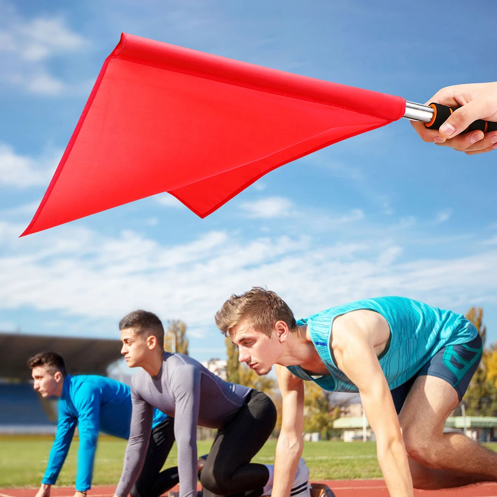 

6pcs Referee Sports Equipment Oversize Signal Traffic Racing Conducting Flags Handheld Warning Flags Orange Safety Sturdy